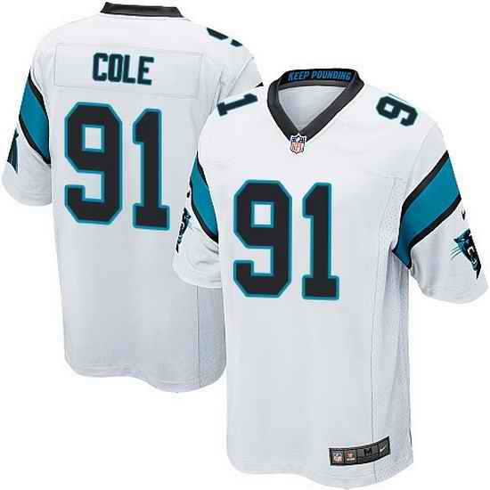 Nike Panthers #91 Colin Cole White Team Color Mens Stitched NFL Elite Jersey
